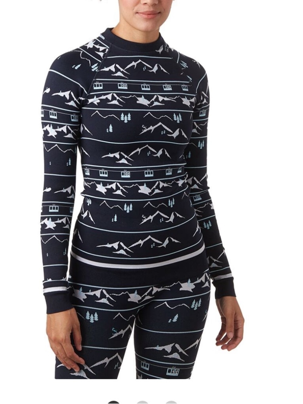Sweaty Betty Navy and White Mountain Motif base layer Set